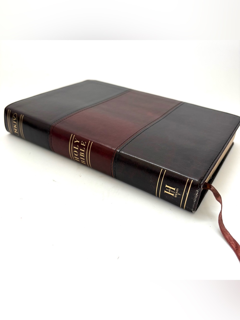 Holman NKJV Giant Print Reference Bible Leather Burgundy Red Letter EX